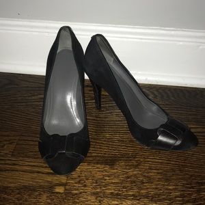 Calvin Klein soft black heels with leather bow